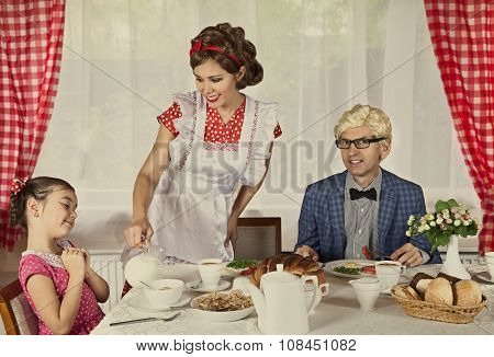 Vintage Styled Family At Home