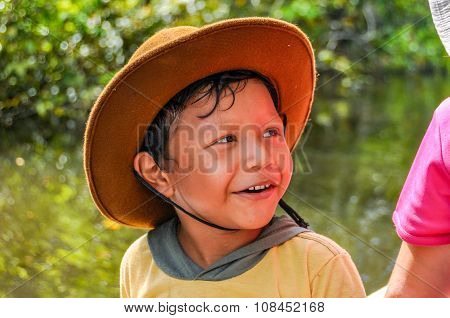 Local Boy In The Amazon Rainforest, Manaos, Brazil