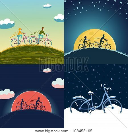 Backgrounds set with bikes