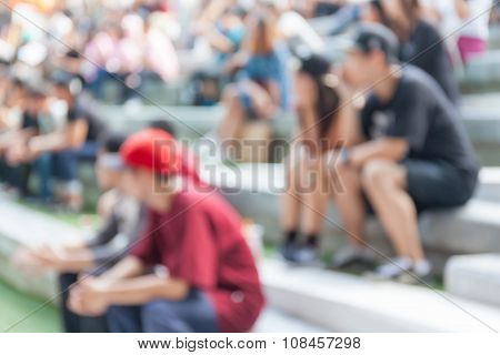 Abstract Blurred Background Of Young Teenager Watching B-boy Street Dance.