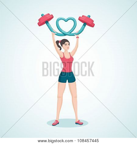 Young girl lifting a barbell