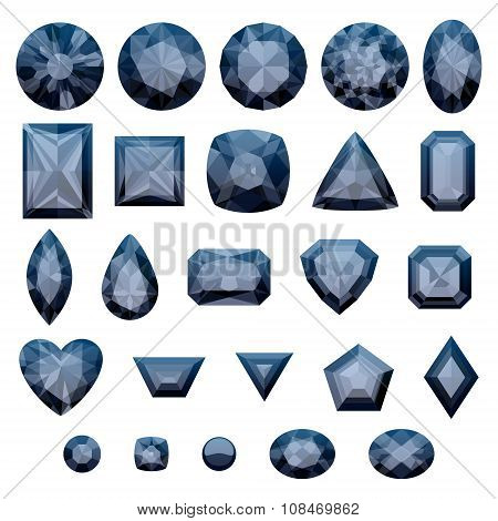 Set of realistic black jewels.