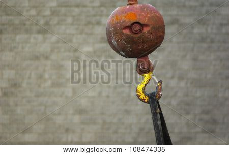 crane hook ball gray background