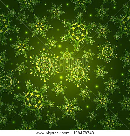 Green Pattern With Snowflakes,