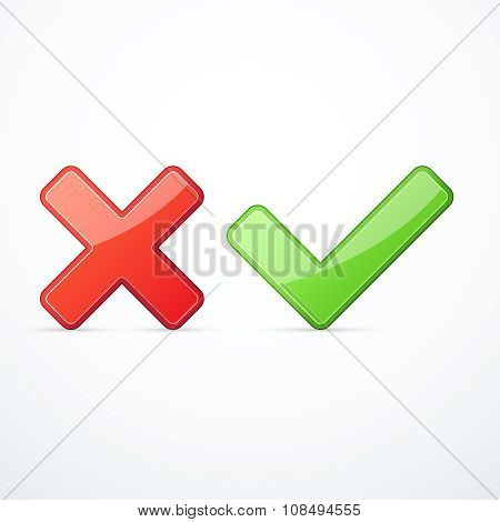 Check marks. Tick and cross.