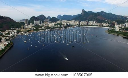 Aerial view of Urca in Rio de Janeiro, Brazil.