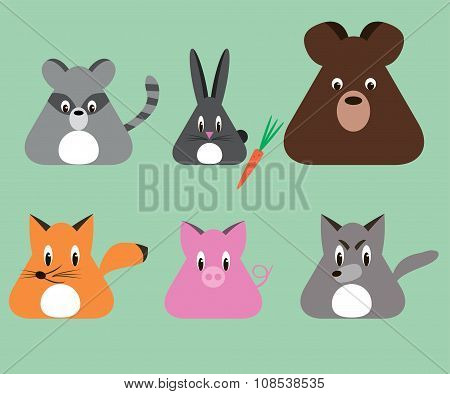 Cartoon Triangular Shape Animals