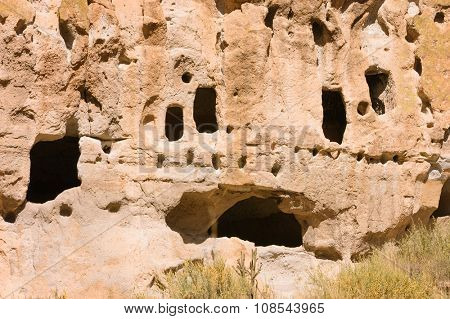 Native American cliff dwellings at Bandelier in New Mexico