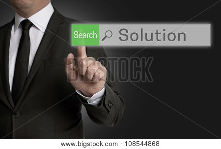 Solution Browser Is Operated By Businessman Concept