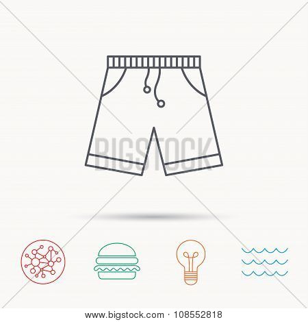 Shorts icon. Casual clothes shopping sign.