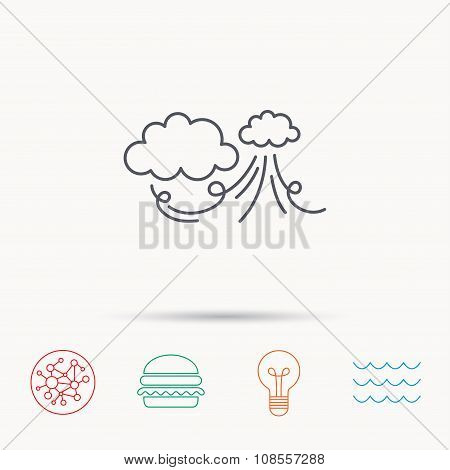 Wind icon. Cloud with storm sign.