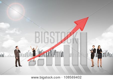 Buisnesspeople with growth graph