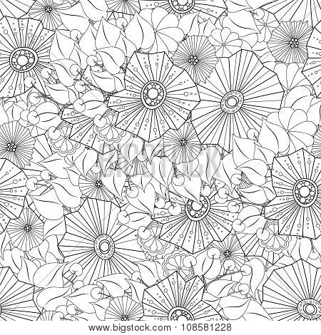 Doodle flowers seamless pattern