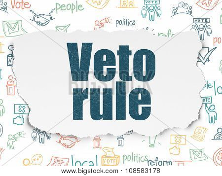 Politics concept: Veto Rule on Torn Paper background