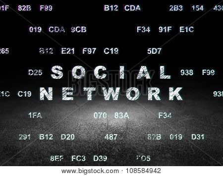 Social network concept: Social Network in grunge dark room