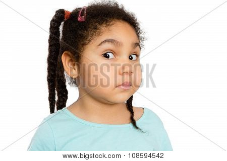 Surprised Young Girl Against White Background