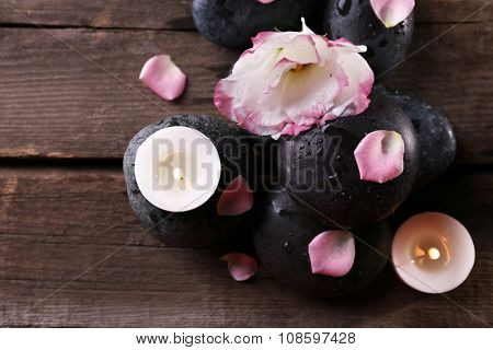 Beautiful relaxing composition  on wooden background