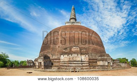 Rankoth Vehera in the world heritage city Polonnaruwa, Sri Lanka. Panorama