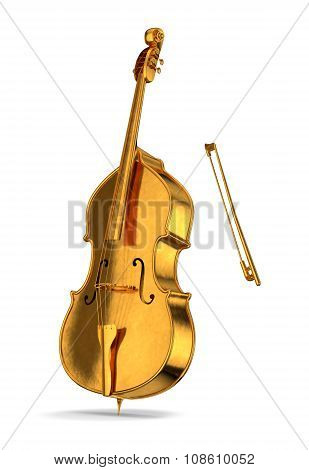 Golden cello isolated on white