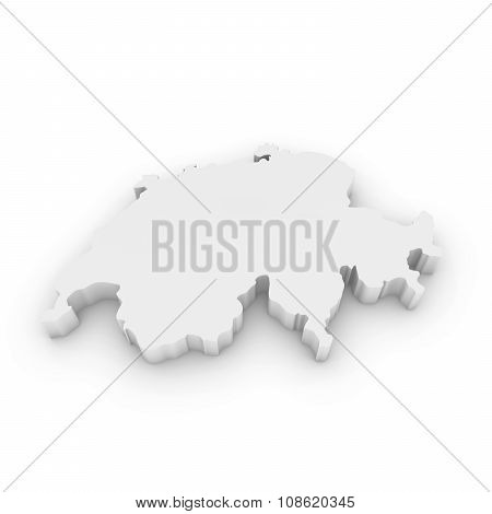 White 3D Outline Of Switzerland Isolated On White