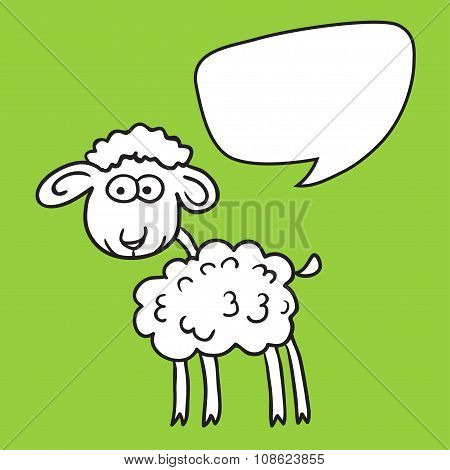 Sheep With Speech Bubble.