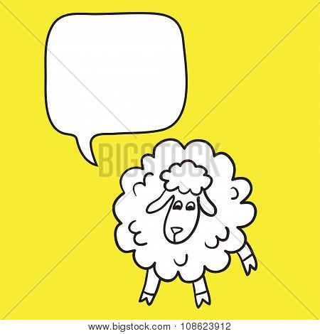Sheep With Speech Bubble.
