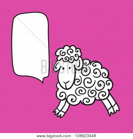 Sheep With Speech Bubble.