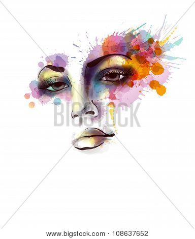 Female Portrait With Grungy Splashes