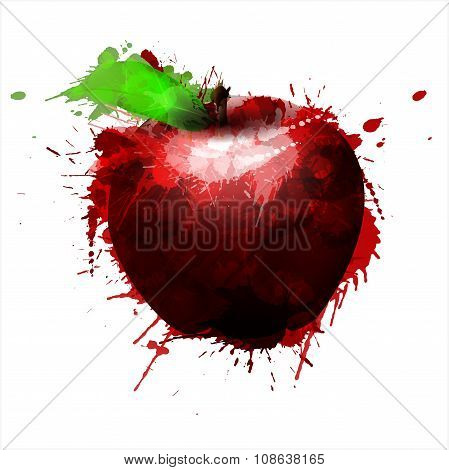 Apple Made Of Colorful Splashes On White Background