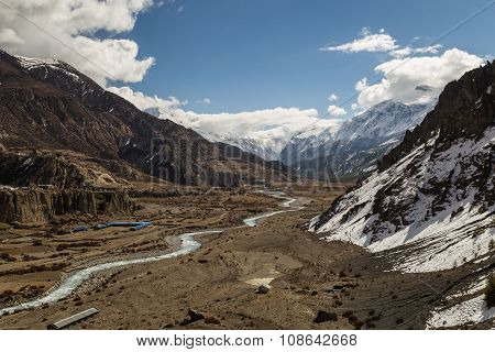 View of Valley at Manang Village on the Annapurna Circuit