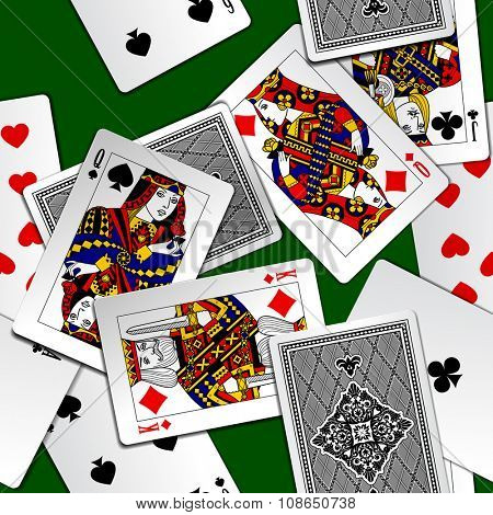 Playing cards seamless pattern background. Original design. Vector illustration