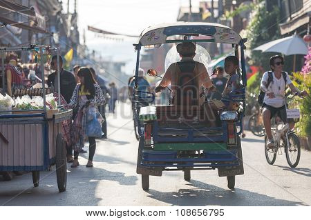 Classical Auto Rickshaw At Chaing Khan, Loei, Thailand.