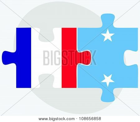 France And Micronesia Flags
