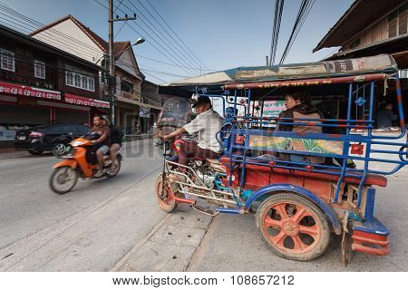 Classical Auto Rickshaw At Chaing Khan, Loei, Thailand.