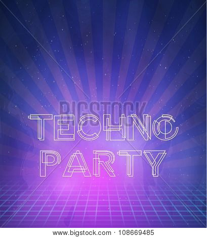 1980 Neon Techno Poster Retro Disco 80s Background made in Tron
