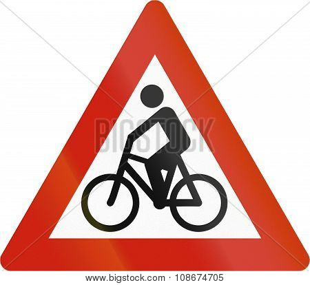 Norwegian Road Warning Sign - Watch For Cyclists