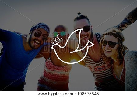Peaceful Freedom Bird Icon Flying Heaven Concept
