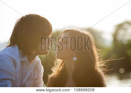 Backlight potrtait of two lovers
