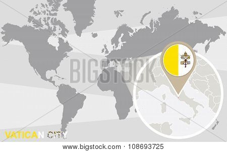 World Map With Magnified Vatican City