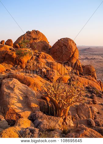 Massive granite rock formations in namibian Spitzkoppe area