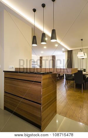 Bar In Specious Apartment Interior
