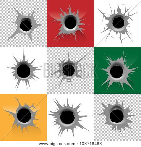 Bullet holes vector set