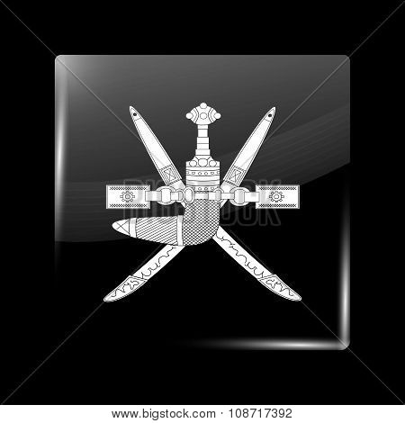 Emblem Of Oman. Glassy Icon Square Shape