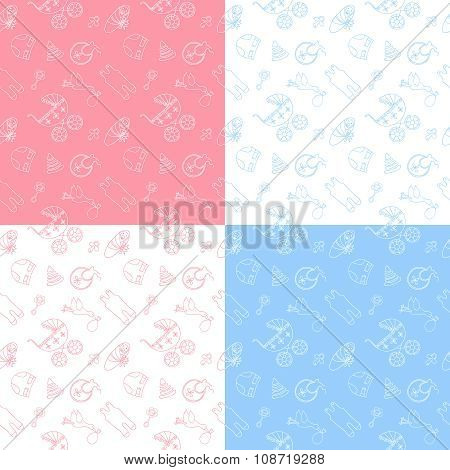 Set of 4 baby seamless pattern