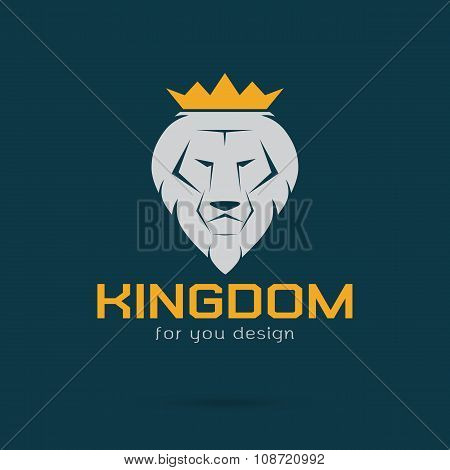 Vector Image Of An White Lion Crowned