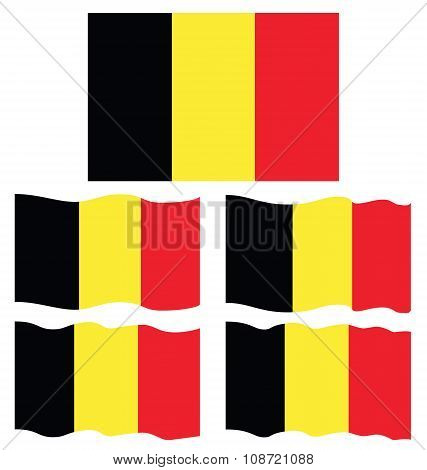 Flat And Waving Flag Of Belgium