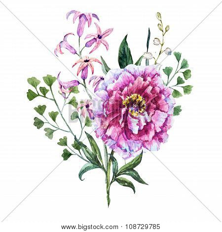 Hand drawn watercolor flowers