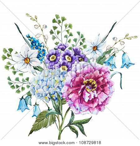 Hand drawn watercolor flowers
