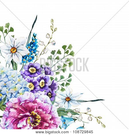 Hand drawn watercolor flowers