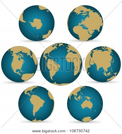 Continent On Rotatable Globe